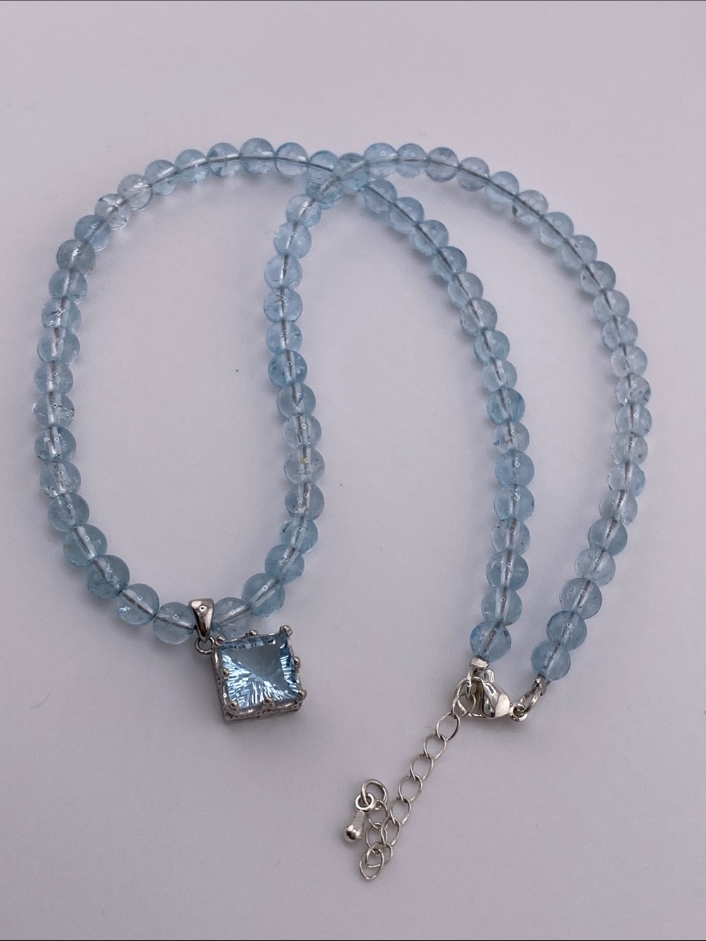 Light Blue Topaz Beaded Necklace - The Gem Studio - Picture 2 of 9